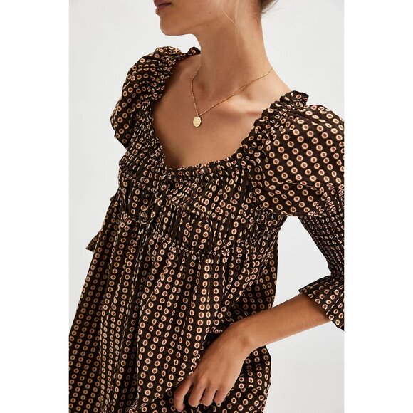 NWT Free People Black and Brown Mini Dress - Picture 11 of 16